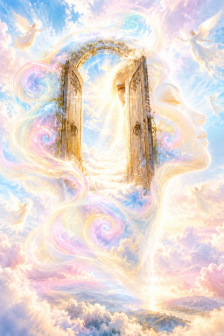 Portes celestes dans les nuages